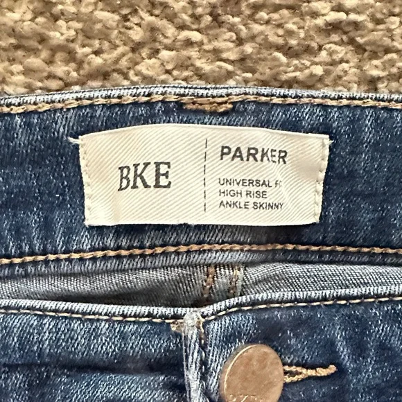 BKE Distressed Dark Blue Skinny Jeans - Picture 2 of 4